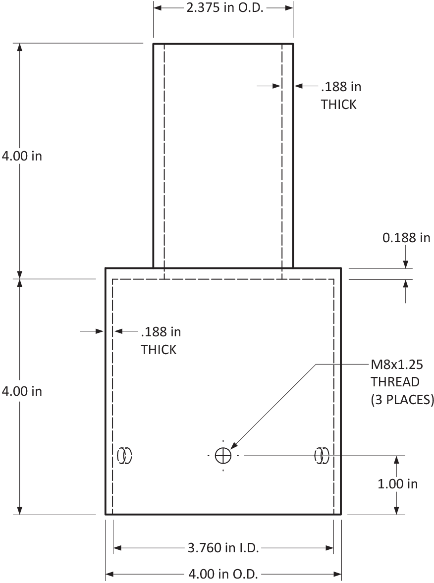 Tenon Adapter 555865 Dimensional Drawing