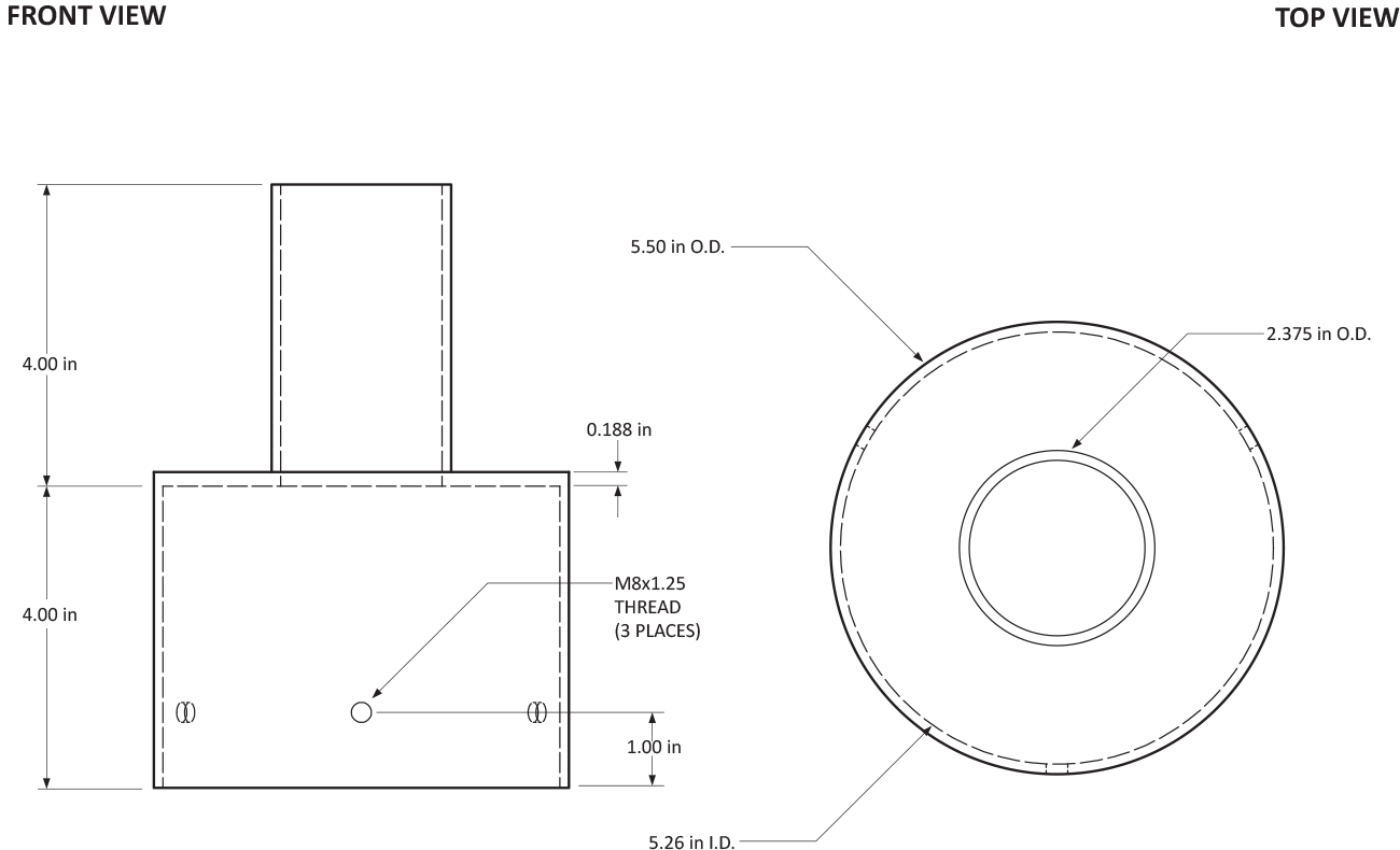 Tenon Adapter 755866 Side Dimensions
