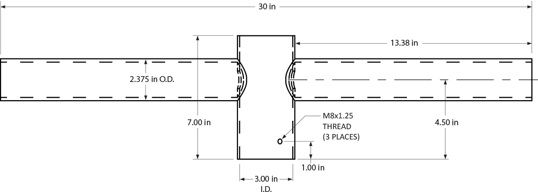 Spoke Bracket with 2 Arms at 180 Degrees
