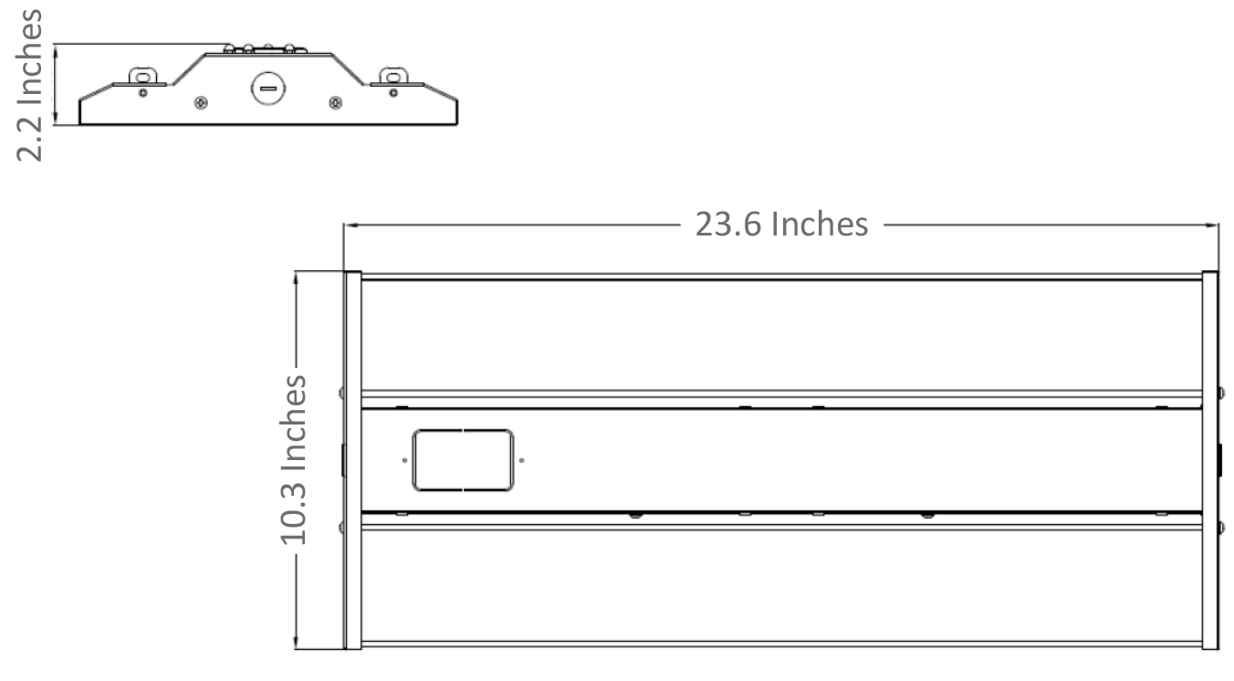 Linear LED High Bay, 90 Watt, 12,600 Lumens-Dimensional Drawing