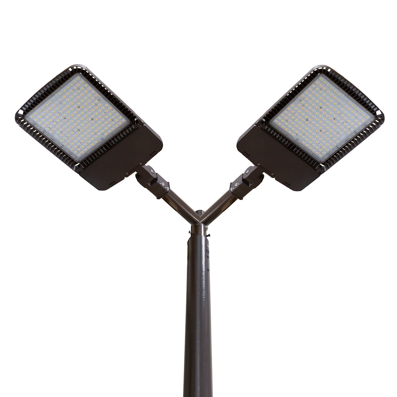 Light Pole with Two LED Light Fixtures