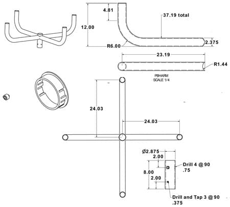 Bullhorn Bracket 10063 Dimensional Drawing