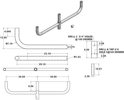 Bullhorn Bracket 10065 Dimensional Drawing
