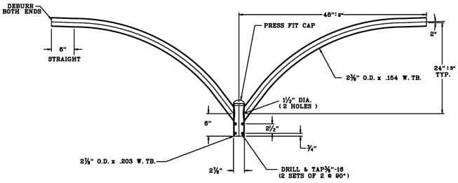 Upsweep Bracket BRU42 Dimensional Drawing