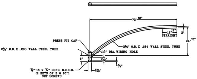 Upsweep Bracket BRU61 Dimensional Drawing