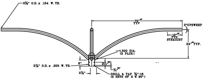 Upsweep Bracket BRU63 Dimensional Drawing