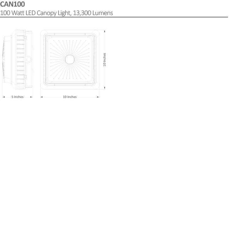 100 Watt LED Canopy Light Dimensional Drawing