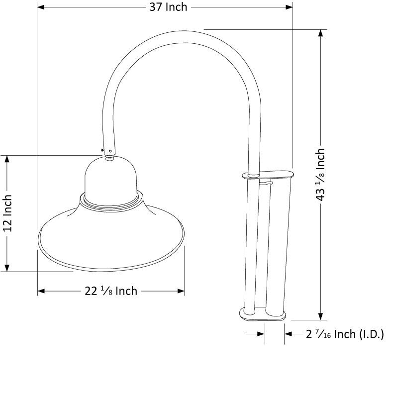 Gooseneck Decorative LED Pole Top Fixture with Arm. Item #: GN50