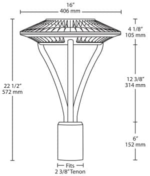 UFO LED Light UFO-LED-78 Dimensional Drawing