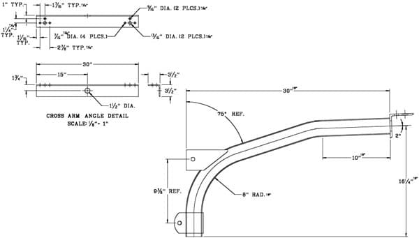 Cross Arm Bracket WPB1094 Dimensional Drawing